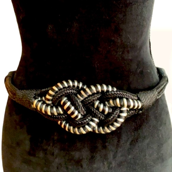 🍒 Vintage Black Knotted Rope Belt!!! - Picture 1 of 7